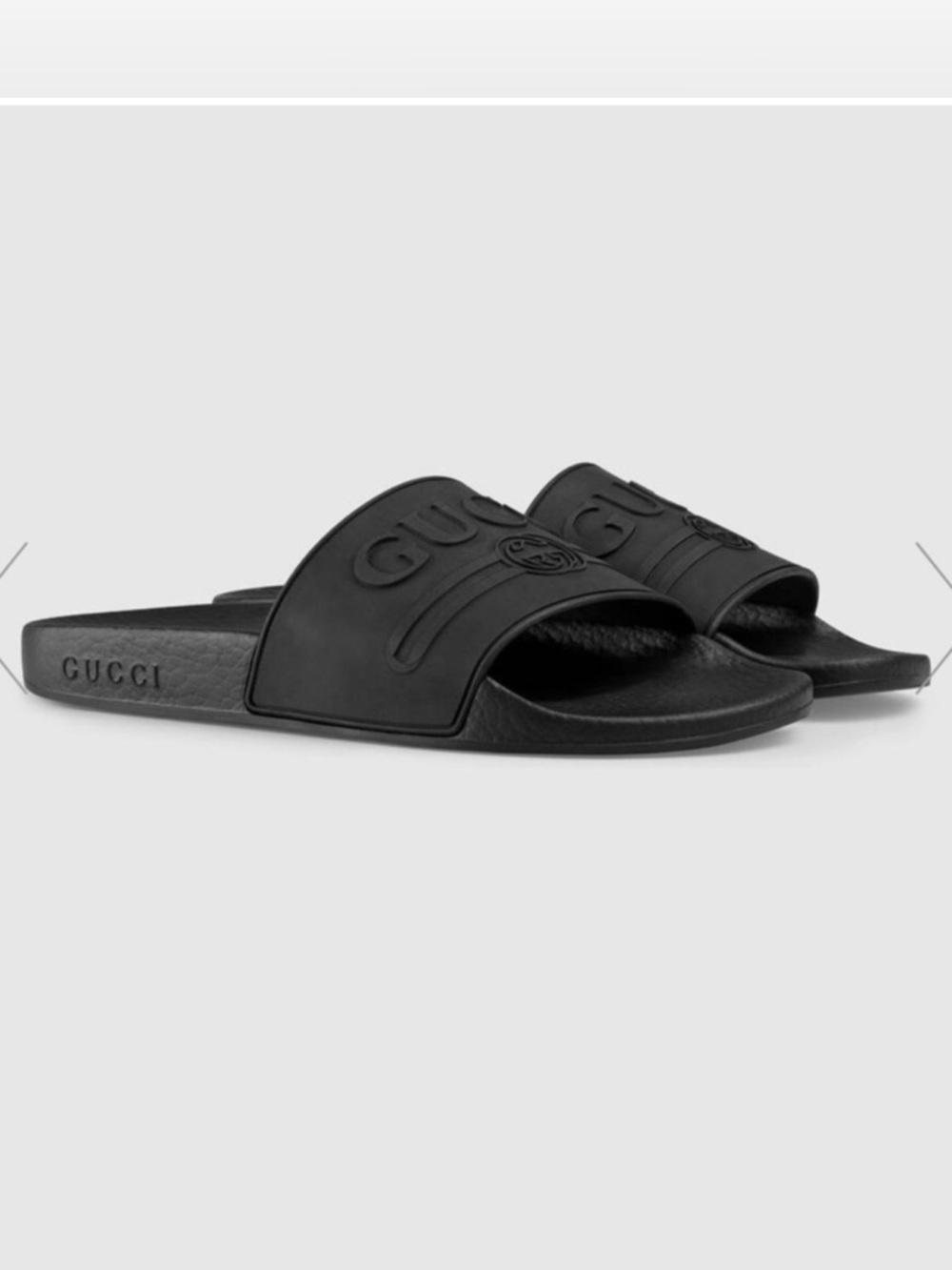 Gucci Logo Rubber Slides Sandals Size 5 Black Lounge Streetwear Edgy Comfy - Picture 2 of 15